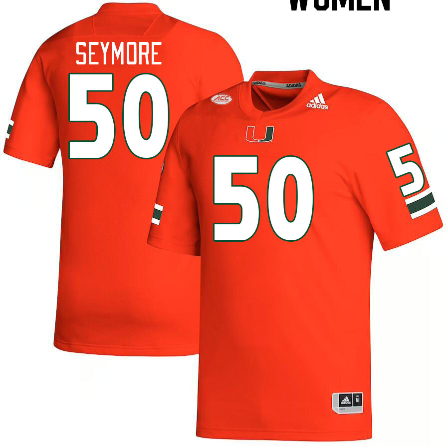 Women #50 Laurance Seymore Miami Hurricanes College Football Jerseys Stitched-Orange - Click Image to Close